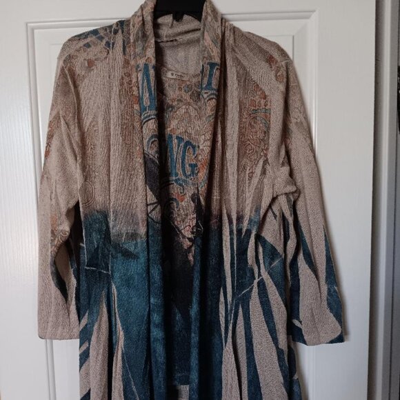 Cactus Cowgirl 2-pc 3/4 sleeve sweater /jacket & matching tank. SZ Med (L also) - Picture 1 of 5